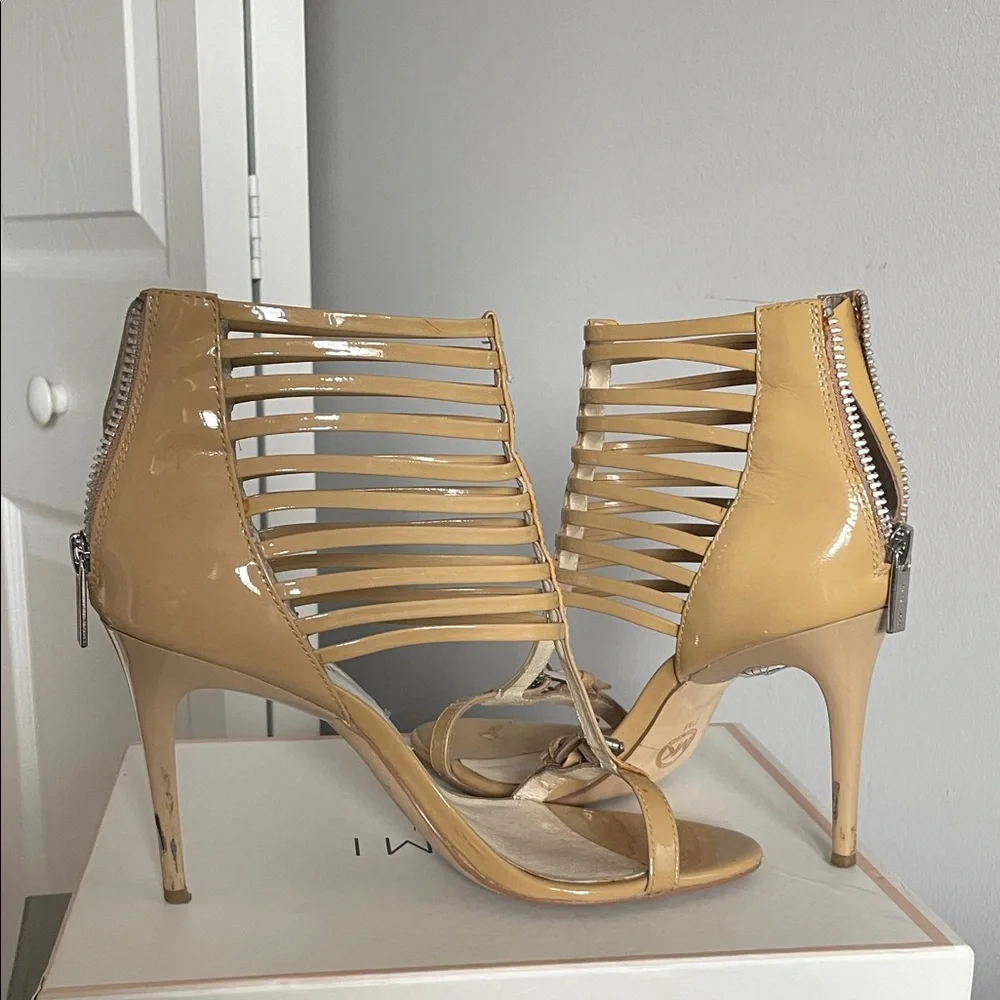 MK 7 Women’s Strappy High Heel Sandals in Beige - Fashion Heel